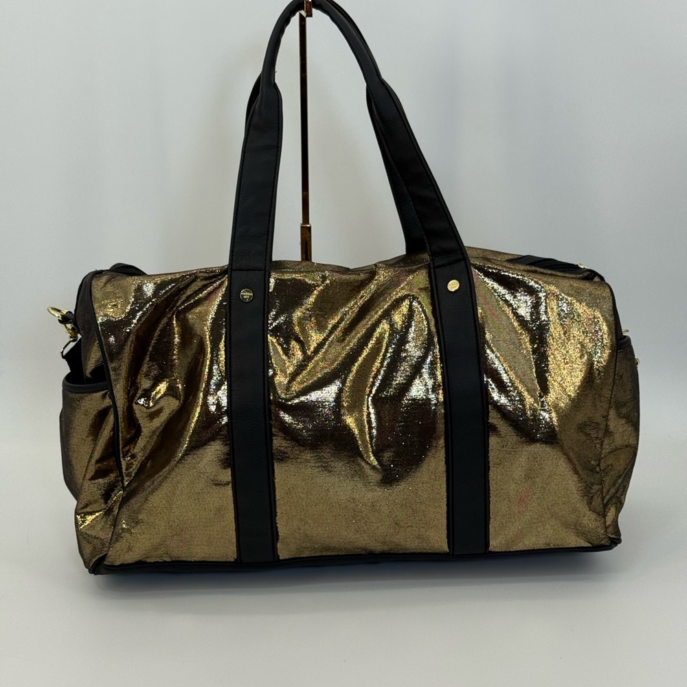 Madden Girl Metallic Gold Large Weekender Duffle/Travel Bag - Picture 9 of 15